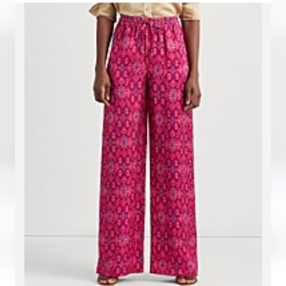 Lauren Ralph Lauren Floral Print Charmeuse Coordinating Wide Leg Pants
